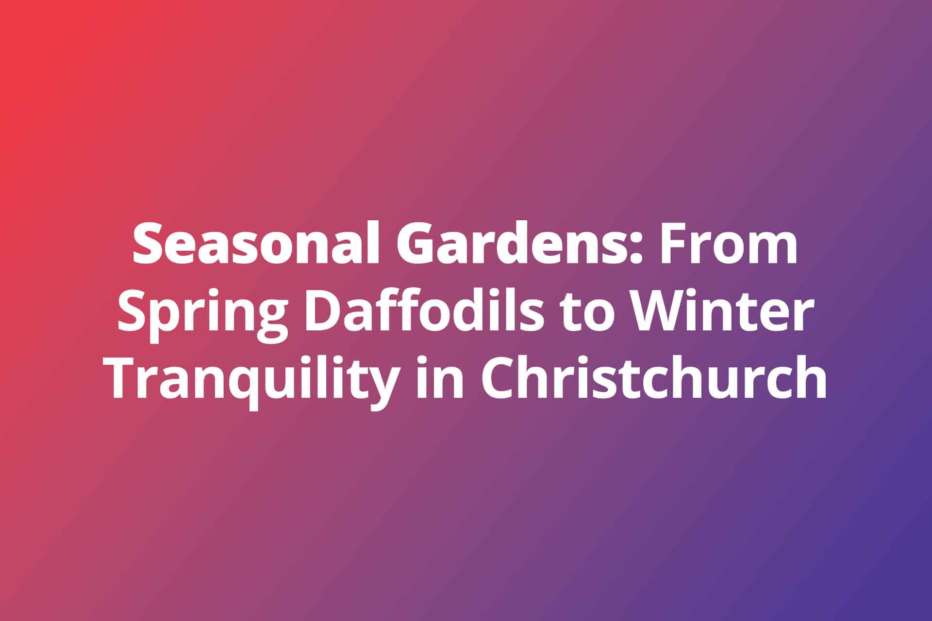 Seasonal Gardens: From Spring Daffodils to Winter Tranquility in Christchurch