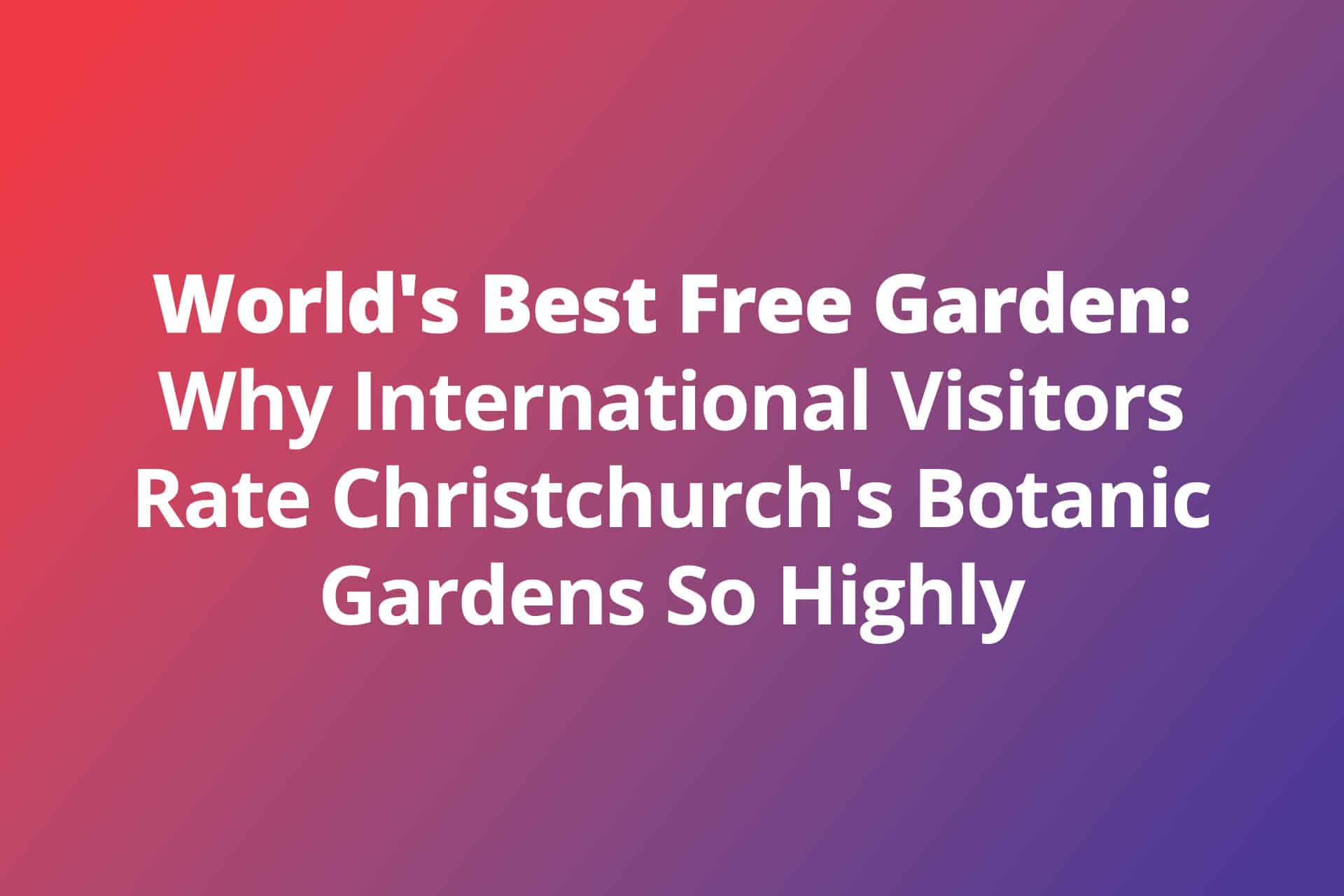 The World’s Best Free Garden: Why International Visitors Rate Christchurch’s Botanic Gardens So Highly